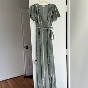 Baltic born ribbed velvet sage wrap dress— NEW with tags